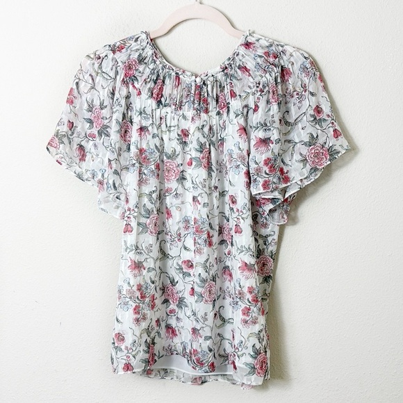 Rebecca Taylor Esmee Floral Top Silk Cotton Blend lined blouse size 6 - Picture 3 of 10
